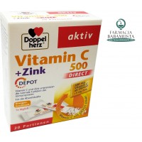 VITAMIN C 500 mg + ZINK 5 mG DIRECT x 20 BUSTINA TË TRETSHME NË GOJË - DOPPLE HERZ 