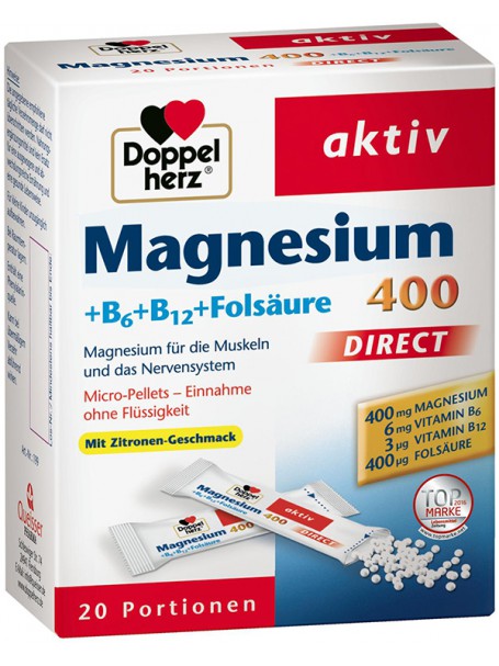 MAGNESIUM B6+B12+FOLSÄURE 400 DIRECT X 20 BUSTINA - DOPPEL HERZ®
