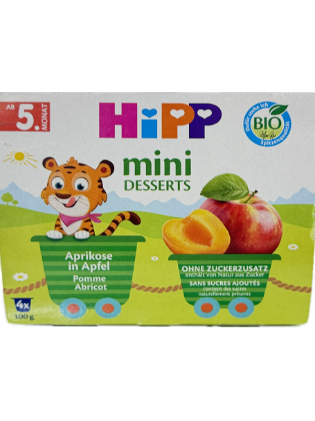 HIPP MINI DESSERTS APRIKOSE IN APFEL 4x100g