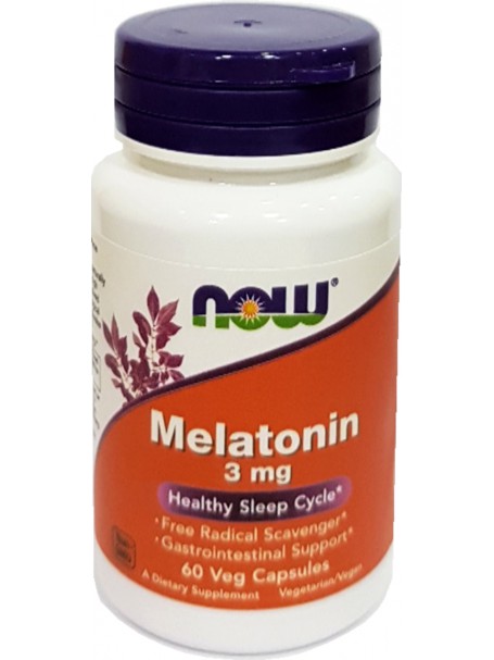 MELATONIN 3 mg x 60 VEG CAPSULES - PËR NJË GJUMË TË REHATSHËM - NOW® FOODS