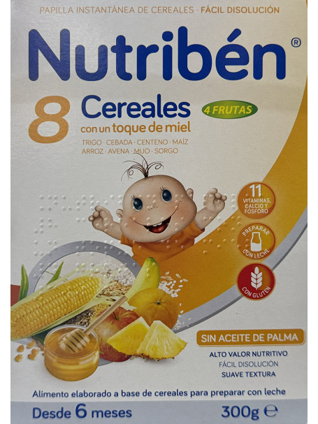 NUTRIBEN 8 CEREALES CON UN TOQUE DE MIEL 4 FRUTAS