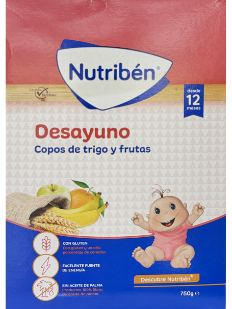 NUTRIBEN DESAYUNO COPOS DE TRIGO Y FRUTAS 750g