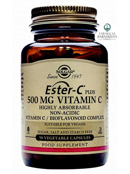 SOLGAR - ESTER-C VITAMIN C 500 mg HIGHLY ABSORBABLE x 50 VEGETABLE CAPSULES