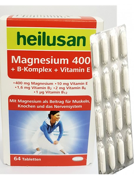 HEILUSAN MAGNESIUM 400 + B KOMPLEX + VITAMIN E X 64 TABLETA 